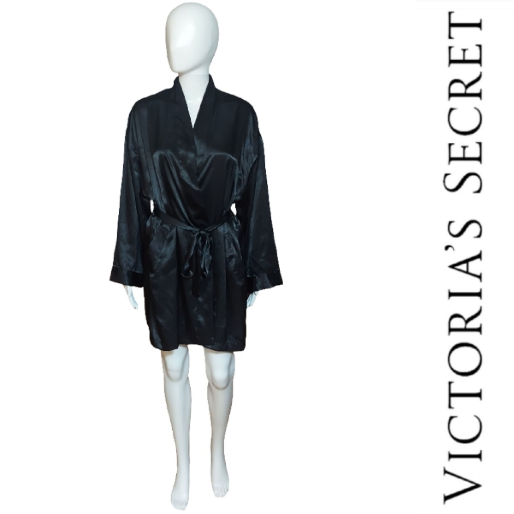 Vintage 90's Victoria's Secret Black Satin Robe